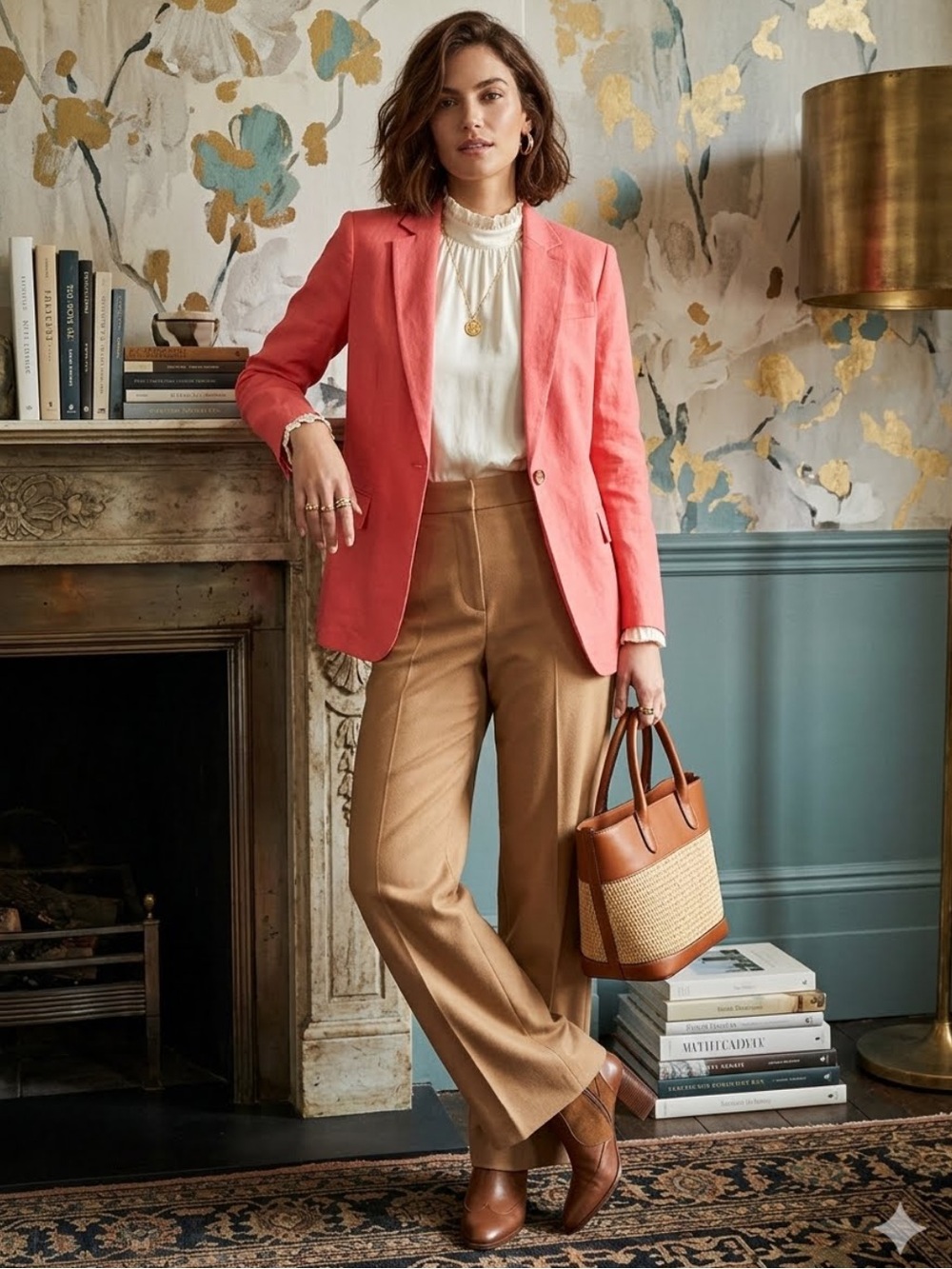 A.L.C. Donovan Linen-Blend Blazer in Dark Grapefruit Size 0 ALC